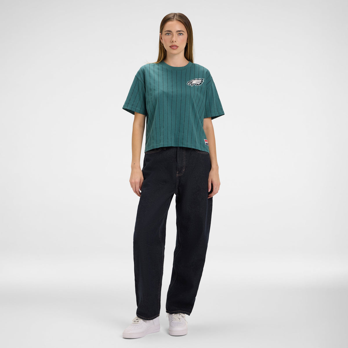 Dallas Cowboys Throwback Women's Cropped Pinstripe T-Shirt
