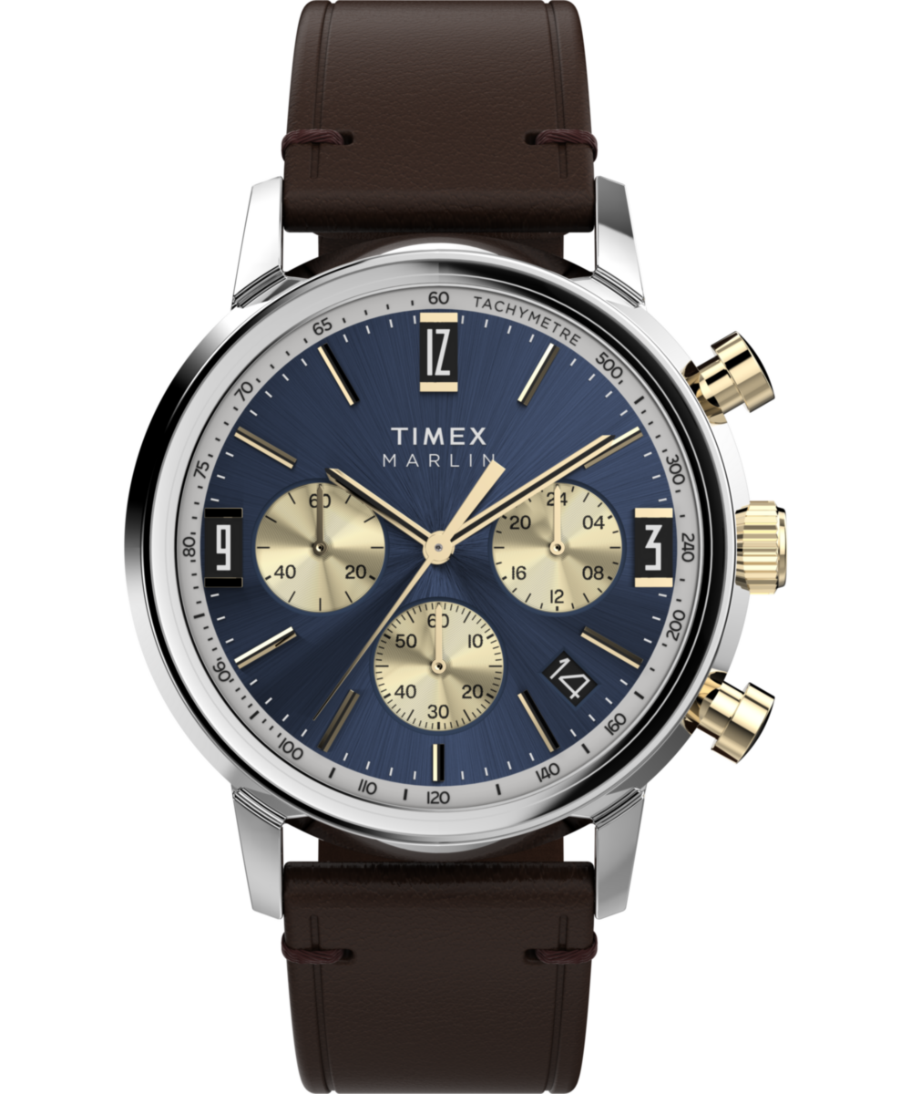 Marlin® Chronograph Tachymeter 40mm Leather Strap Watch