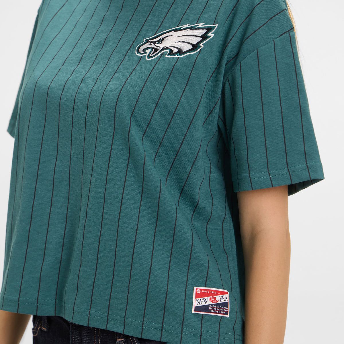San Francisco 49ers Throwback Women's Cropped Pinstripe T-Shirt