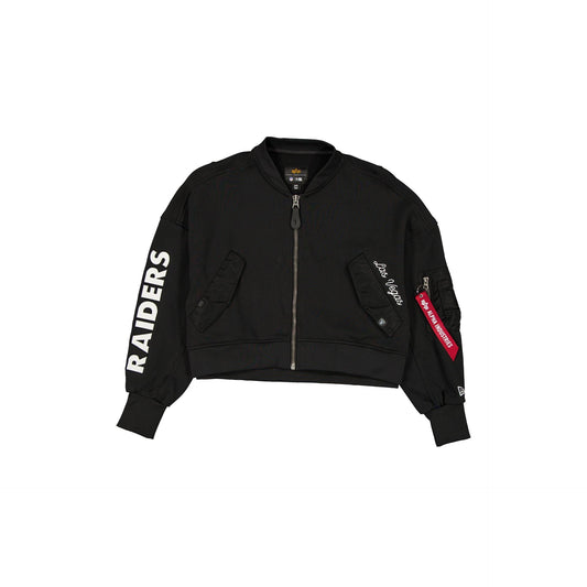 Alpha Industries x Las Vegas Raiders Black Women's Full Zip Cropped Fleece Jacket