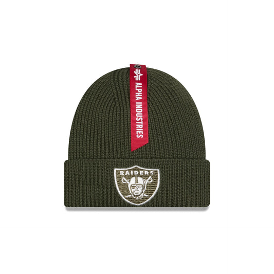 Alpha Industries x Las Vegas Raiders Olive Green Cuff Knit Hat