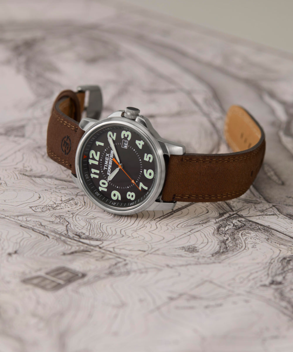 Expedition Metal Field 40mm Leather Strap Watch